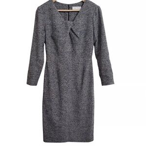 The FOLD Waverley Grey Tweed Wool lined pencil dress in size 8uk size 4 US